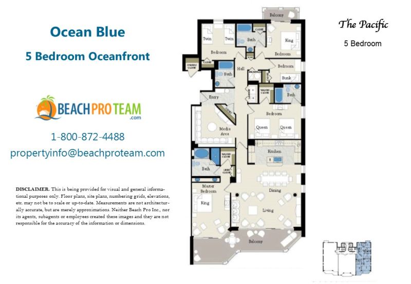 Ocean Blue Pacific Floor Plan - 5 Bedroom Oceanfront